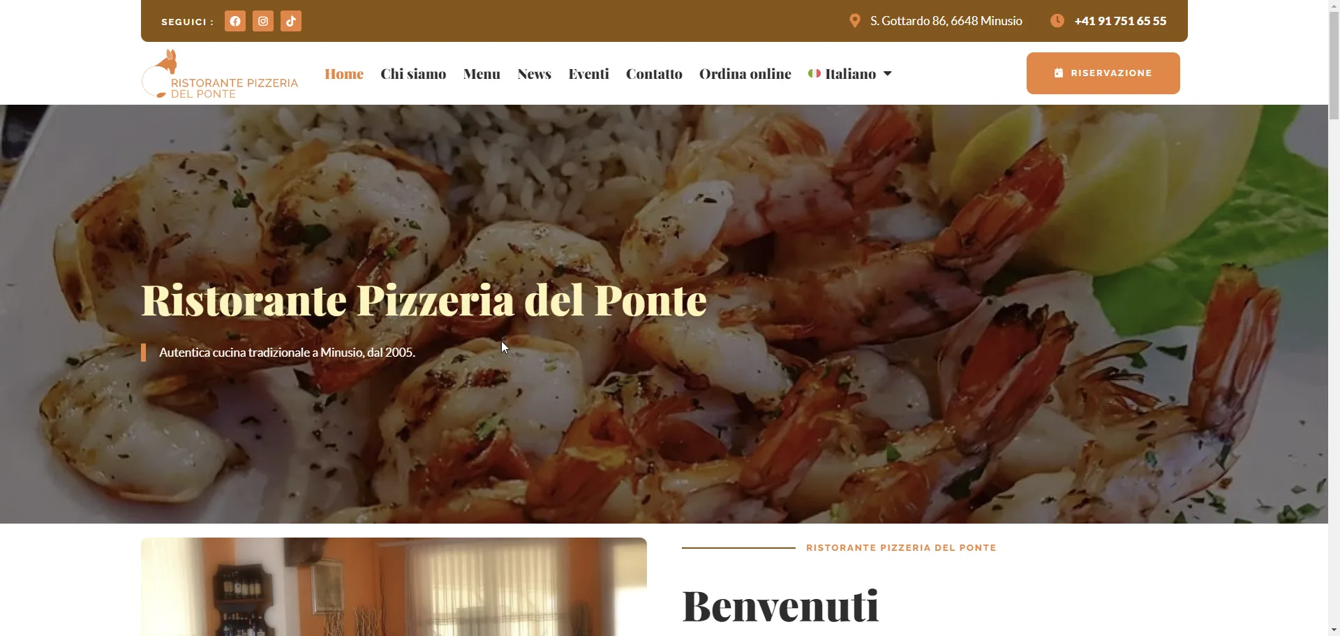 resytling sito web premium ristorante del ponte minusio