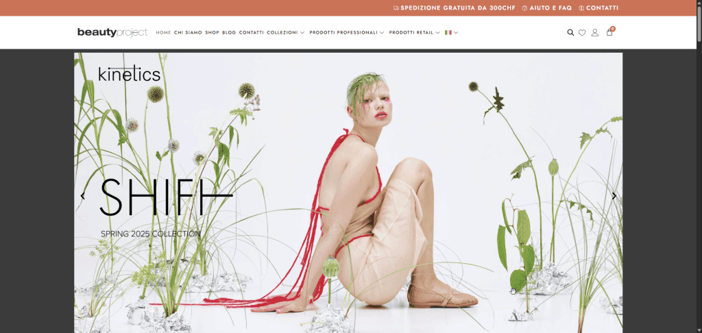 Homepage del sito professionale Beauty Project dedicato ai prodotti per il settore beauty